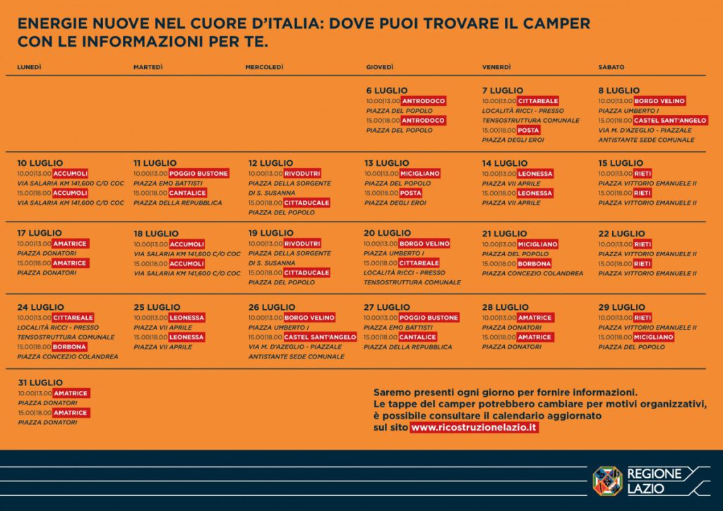 Calendario Camper luglio nuovo