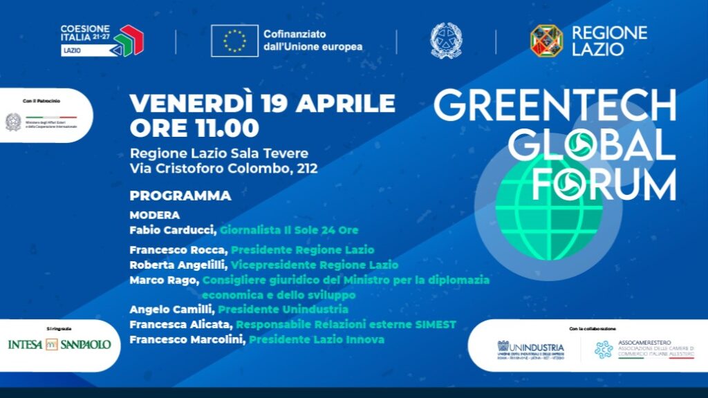 Programma Conferenza Presentazione Greentech Global Forum. Versione in pdf scaricabile dalla pagina
