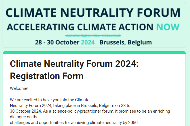 Climate Neutrality Forum - informazioni nel testo della notizia