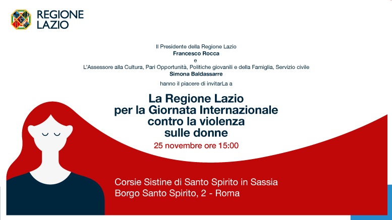 Il 25 novembre 2024 (ore 15.00) la Regione Lazio presenta a Roma le sue strategie e azioni di sensibilizzazione