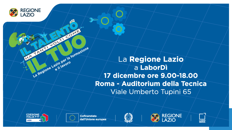 Martedì 17 dicembre al via una giornata dedicata ai giovani e al mondo del lavoro. All’iniziativa partecipa la Regione Lazio. Previsto un punto informativo con gli esperti di Lazio Innova