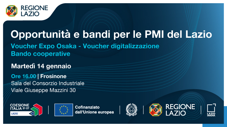 Appuntamento il 14 gennaio alle ore 16 a Frosinone, presso il Consorzio Industriale del Lazio, Viale Giuseppe Mazzini 30