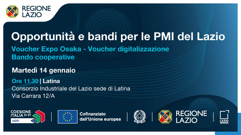 Appuntamento martedì 14 gennaio alle ore 11.30 a Latina, presso il Consorzio Industriale del Lazio, in via Carrara 12/A