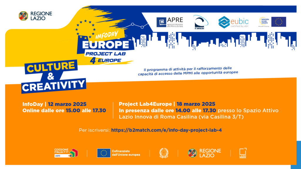 Info Day Lab 4 Europe - cultura e creatività (12 marzo): dettagli nell'articolo
