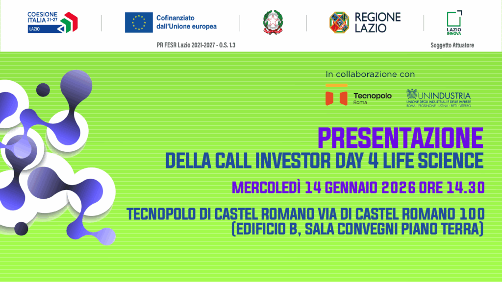 Il 14 gennaio alle ore 14.30 presso il Tecnopolo di Castel Romano (in via di Castel Romano 100 - Edificio B, Sala Convegni Piano Terra)