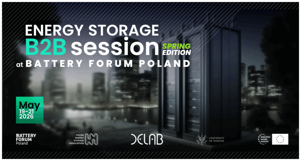 Banner Energy Storage B2B Session (Nadarzyn, 19-21 maggio 2026): nell'articolo dettagli sul programma di incontri b2b nel campo dello stoccaggio di energia