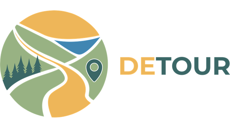 Logo progetto europeo DETOUR; nell'articolo dettagli sul bando per il turismo sostenibile e innovativo