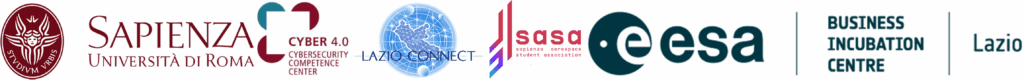 Loghi partner: Sapienza Università di Roma, Cyber 4.0 Centro di Competenza Nazionale sulla Cybersicurezza, Lazio
Connect, Associazione SASA, ESA Bic Lazio