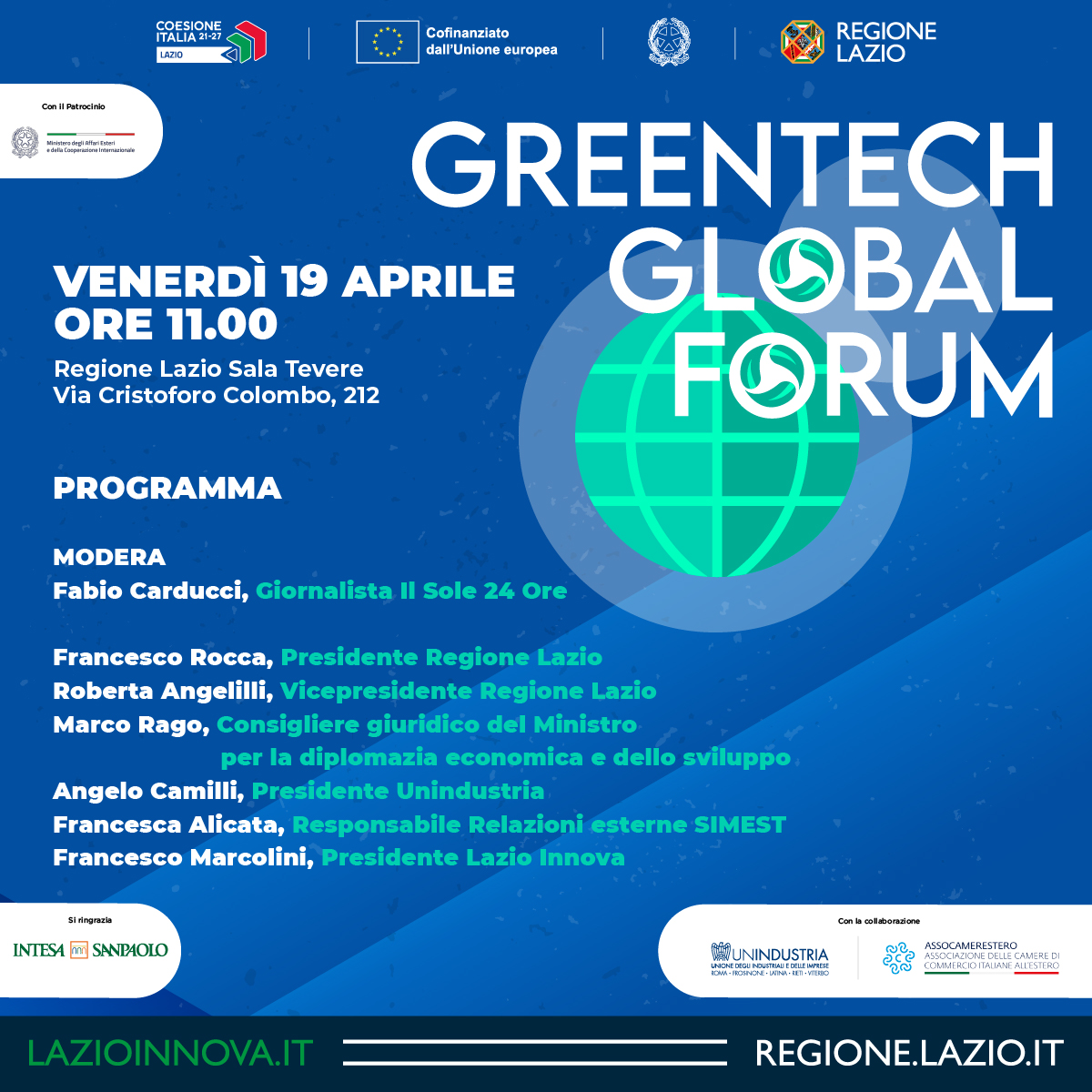 Presentazione GreenTech Global Forum. Info nella pagina
