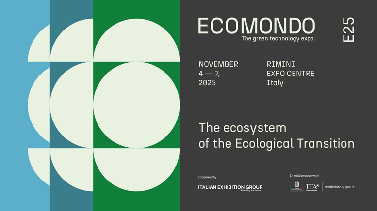 Ecomondo 4-7 novembre 2025 Rimini Expo Center. Info nella pagina