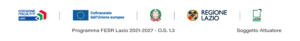 Loghi progetti cofinanziati dal PR FESR Lazio 2021-2027 O.S 1.3: Coesione Italia 21-27, Unione europea, Repubblica Italiana, Regione Lazio, Lazio Innova (soggetto attuatore)