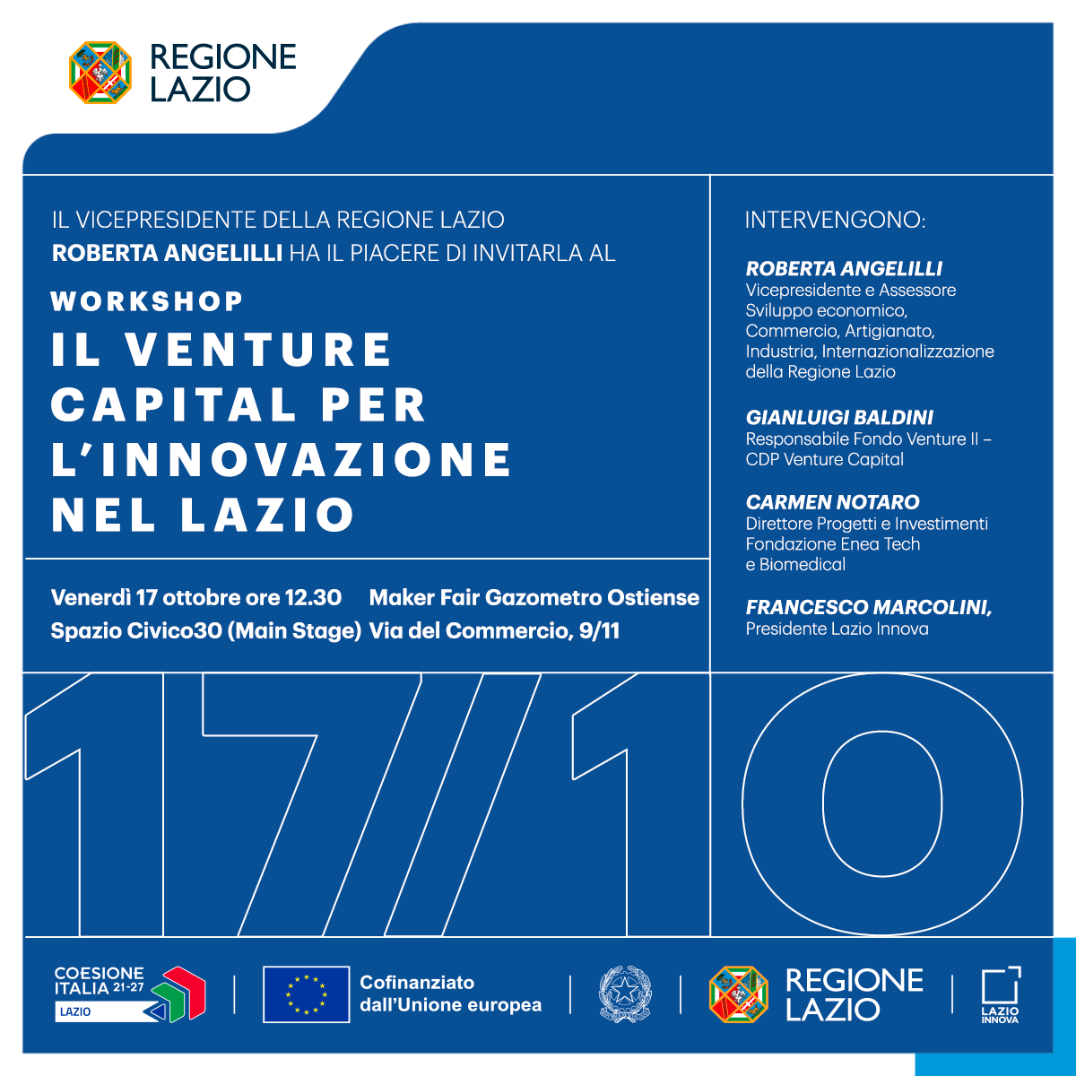 Workshop Il Venture capital per l'innovazione del Lazio info nel testo