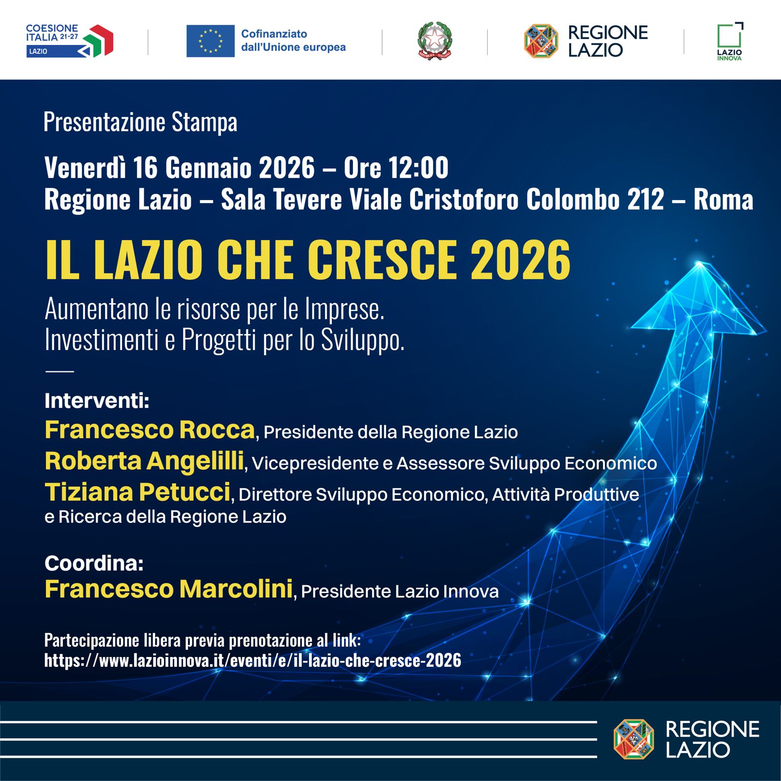 Il Lazio che cresce 2026 - info nella pagina