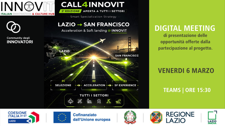 Digital Metting Call4Innovit Venerdì 6 marzo Teams ore 15.30 Info nella pagina