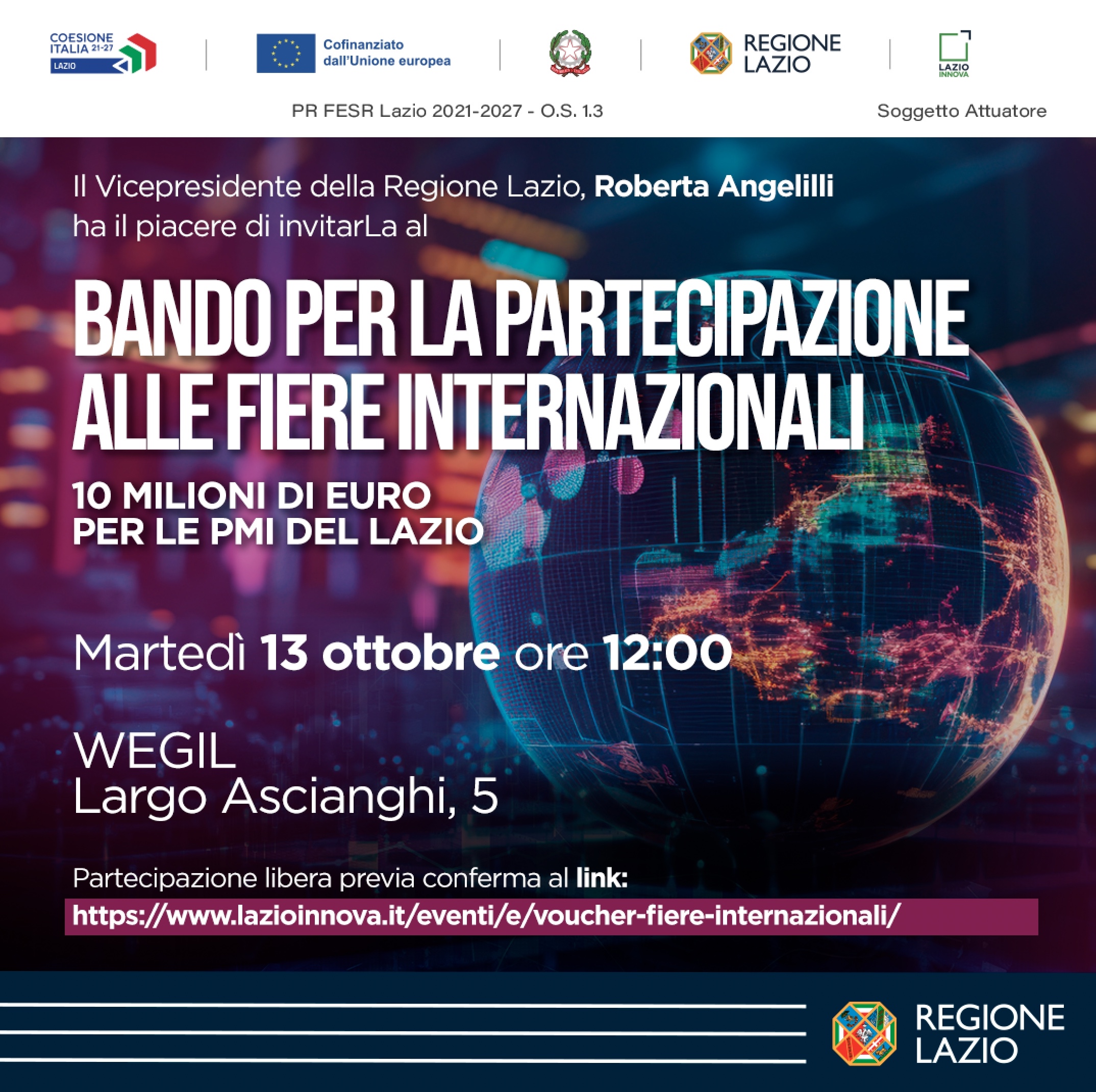 Bando per la partecipazione alle fiere internazionali - 10 milioni per le PMI del Lazio 