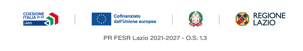 Loghi Coesione Italia 21-27, Unione europea, Repubblica Italiana e Regione Lazio. PR FESR Lazio 2021-2027 - O.S. 1.3