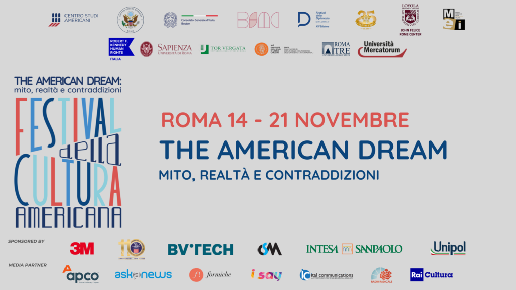 Locandina Festival della Cultura Americana Roma 14-21 novembre The American Dream Moto, realtà e contraddizione