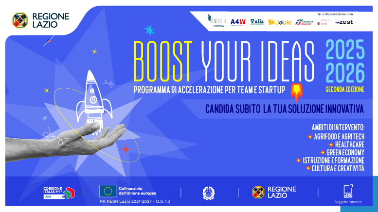 Boost your Ideas 2025-2026 Programma di accelerazione per Team e startup Info nella pagina